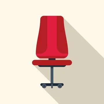 Red office chair casting long shadow on right side Stock Illustration