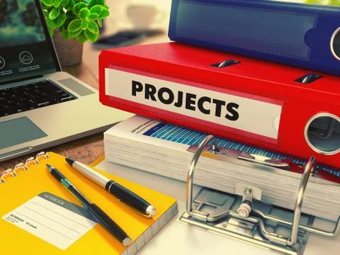 Red Office Folder with Inscription Projects Stock Illustration