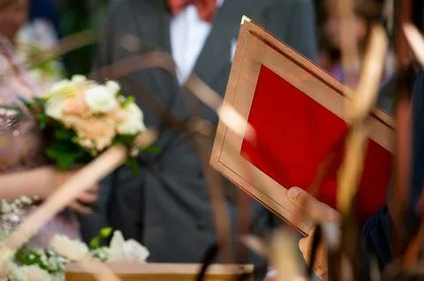 Red official decorative folder for documents Foto stock