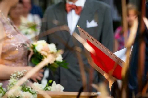 Red official decorative folder for documents Foto stock