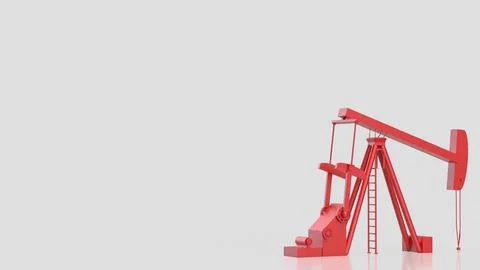Red Oil Pump Jack Isolated On White Background 3d render. 库存插图