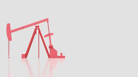Red Oil Pump Jack Isolated On White Background 3d render. 库存插图