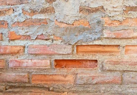 Red Old Brick Wall Background or Texture Stock Photos