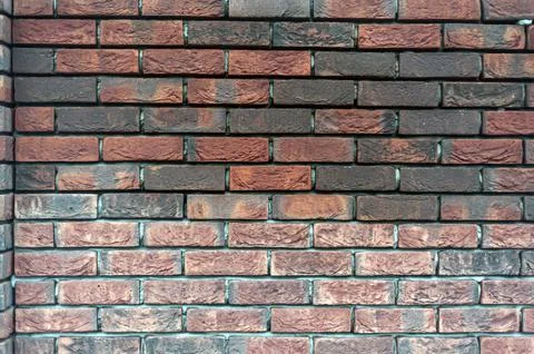 Red old brick wall background, brick wall texture, structure. old broken bric Stock Photos