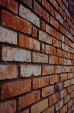 Red old brick wall background, brick wall texture, structure. old broken bric Stock Photos