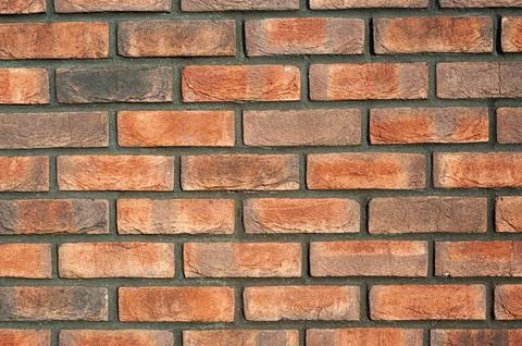 Red old brick wall background, brick wall texture, structure. old broken br.. Stock Photos