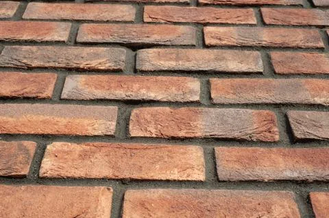 Red old brick wall background, brick wall texture, structure. old broken br.. Stock Photos
