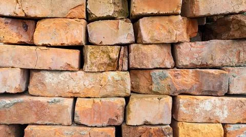 Red old brick wall background, brick wall texture. Bricks stack stacked on .. Foto stock