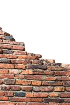 Red old brick wall texture on white background Foto stock
