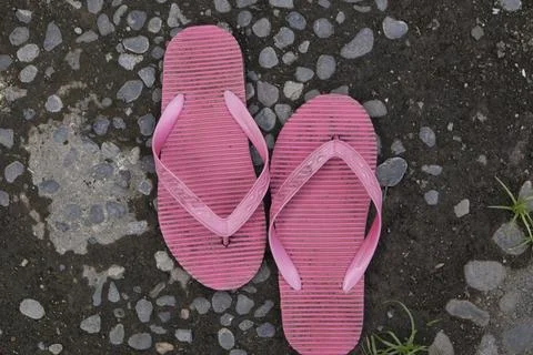 Red old sandals Stock Photos