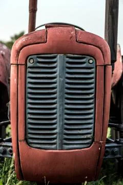 Red old tractor front part Stock Photos