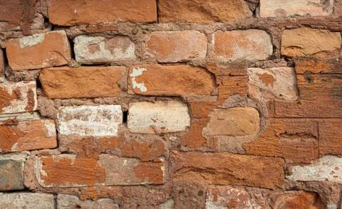 Red old worn brick wall texture background. Vintage effect Stock Photos