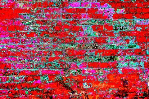 Red old worn brick wall texture background. Vintage effect. abstract multic.. Stock Photos
