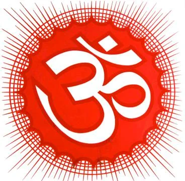 Red om sign and designed symbol Stock Illustration