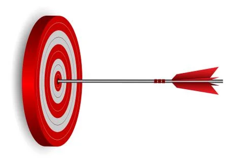 Red one arrows darts in target circle. business success goal. on background w Stock Illustration