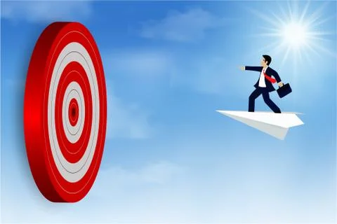 Red one arrows darts in target circle. business success goal. on background w Stock Illustration