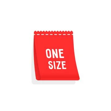 Red one size label like clothes tag Illustrazione stock