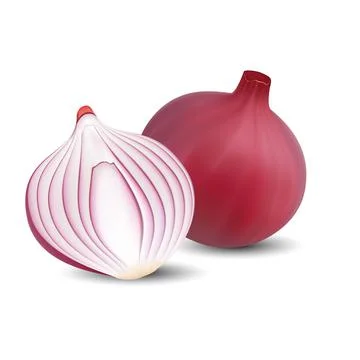 Red onion 3D vector design isolated on white background. Stock Illustration