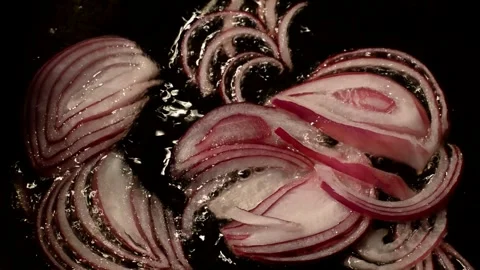 Red onion are fried Stock Footage 273120750
