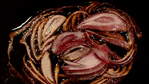 Red onion are fried Stock Footage 273120820