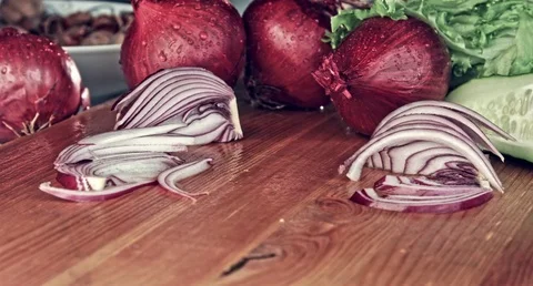 Red onion. Macro. Stock Footage 80250970