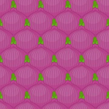 Red Onion pattern seamless. Onions background. vegetable texture. Cartoon sty Stock Illustration