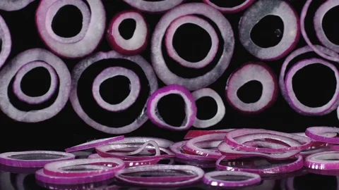 Red onion rings. Stock Footage 113265304