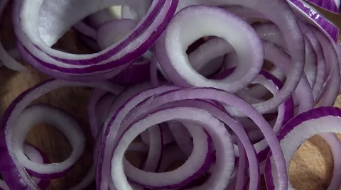 Red Onion Rings (not loopable, 4K) Video stock 58851903