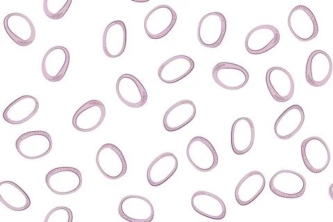 Red onion rings pattern. Bulb purple onion. Seamless print. Sliced fresh Illustrazione stock