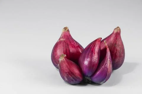 Red onion, shallots on white background Stock Photos
