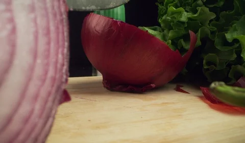 Red Onion is Sliced Macro 4K Stock-Footage 120358154