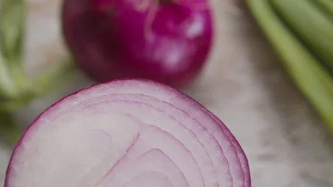 RED ONION SPINNING Stock Footage 132497039