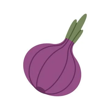 Red onions isolated on white background. Vector flat illustration Stock Illustration