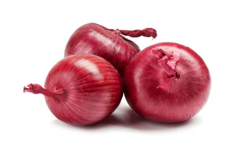 Red onions on a white background Stock Photos