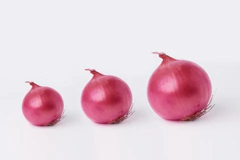 The  red onions on a white background. Stock Photos