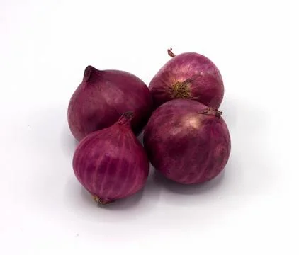 Red onions on white background Stock Photos