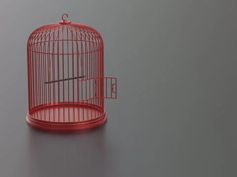 Red open bird cage 스톡 일러스트