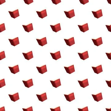 Red open book seamless pattern on white background Illustrazione stock