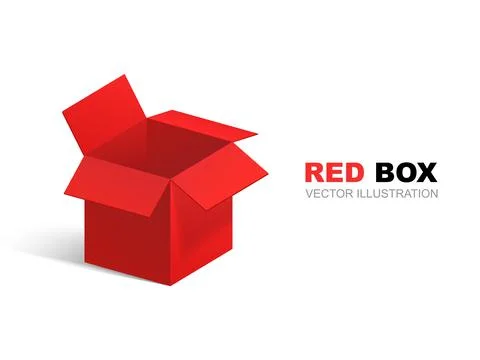 Red open box isolated on white background. ?ark gift. Vector Illustration. Re Illustrazione stock