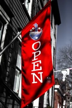 Red Open Flag Stockfoto's