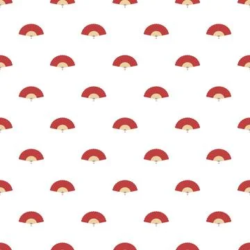Red open folding fans seamless pattern wallpaper Stock Illustration