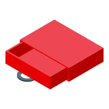 Red open matchbox with empty drawer isometric view Stock Illustration