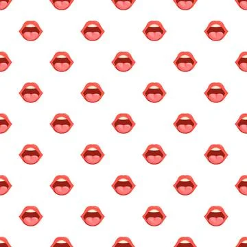 Red open mouths shouting pattern on white Stock Illustration