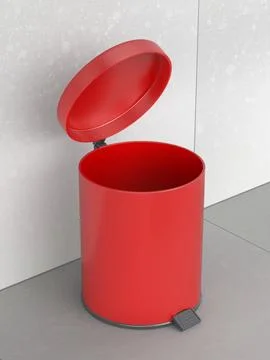 Red open pedal garbage bin Stock Illustration