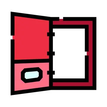 Red open pocket folder holding important documents Stock Illustration