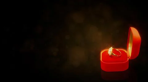 Red opened bijouterie surprise gift box with diamond engagement ring with free イラスト素材