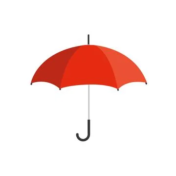 Red opened umbrella, closeup, flat design Vector illustration Stock Illustration