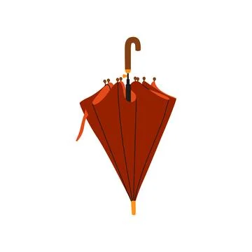 Red opened umbrella. Vector illustration. Bright flat season illustration. .. Stock Illustration