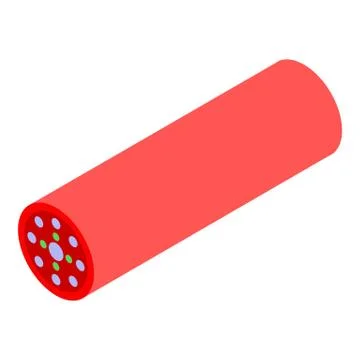 Red optical cable icon, isometric style Stock Illustration