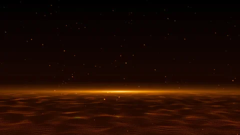 Red orange abstract digital particle waves with sunset and burning particles Stock Footage 247080710